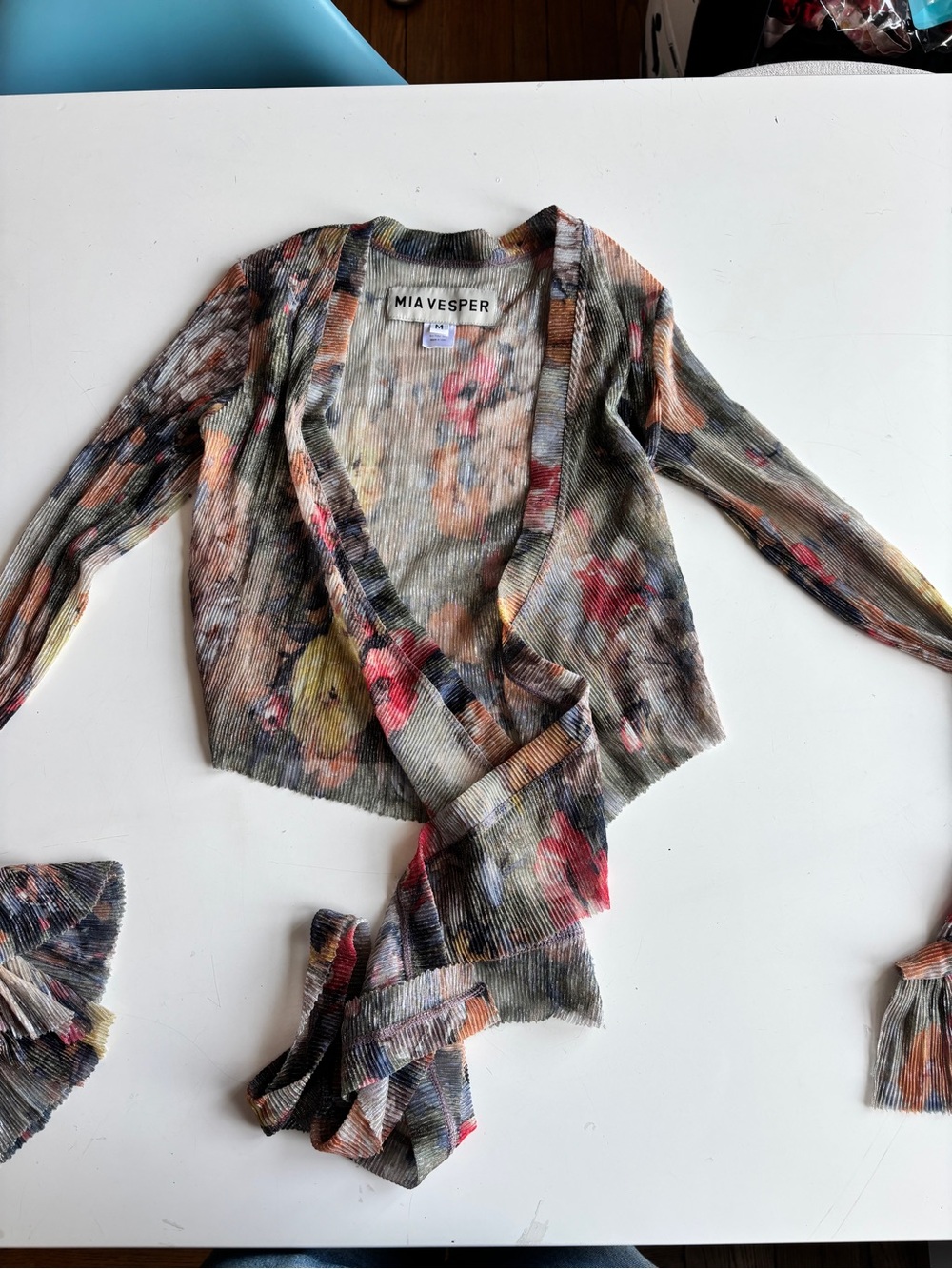 Mia Vesper Floral Print Wrap Blouse - Multicolor